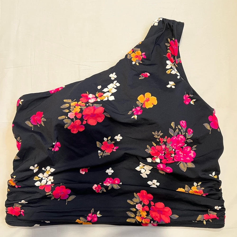 Lands End- Women's Plus Ruched One Shoulder Tankini Top